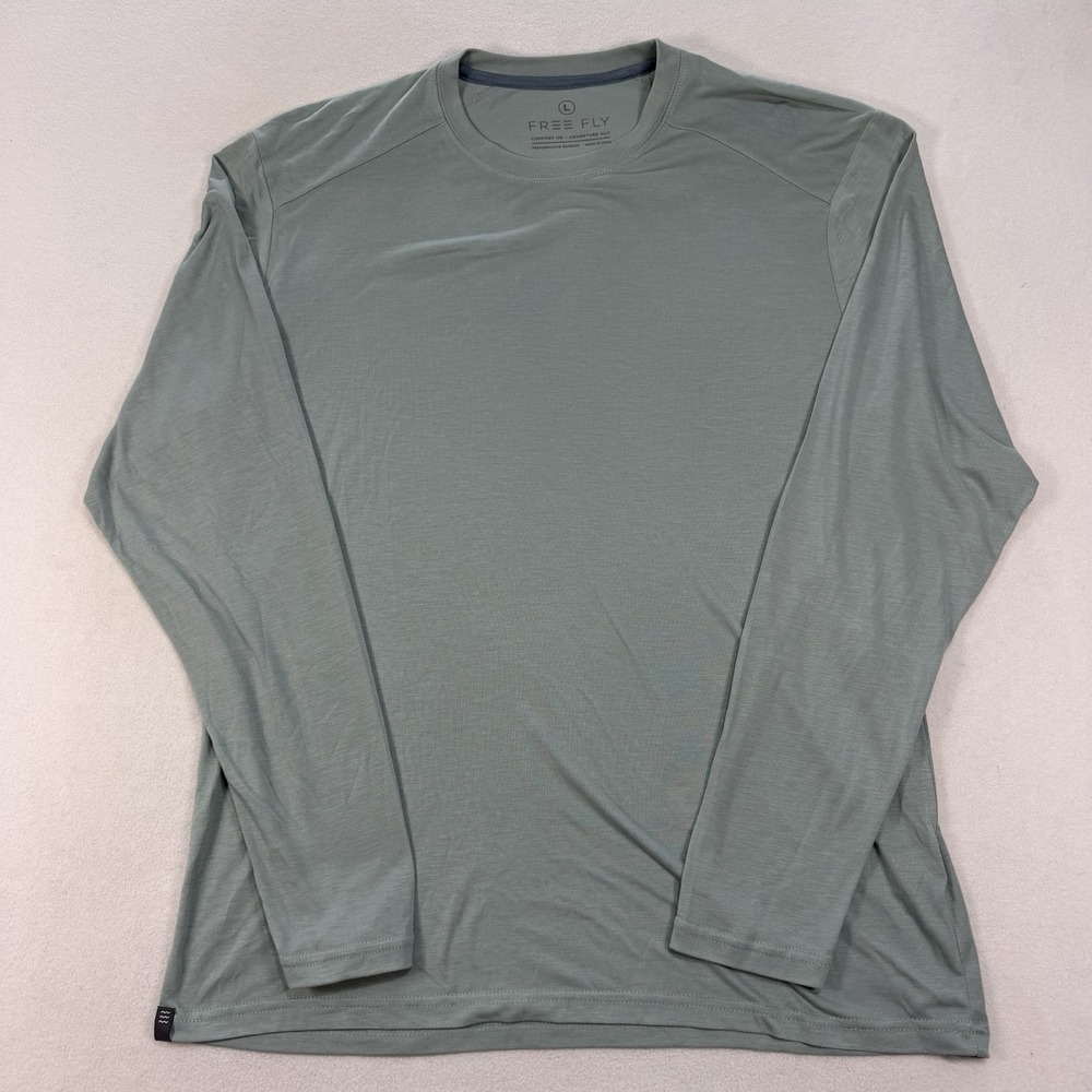 Free Fly Bamboo Shade Long Sleeve Shirt Men's Size Large Green Performance - Picture 2 of 7